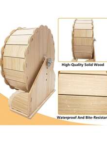 1pc Small Wooden Hamster Exercise Wheel, Silent Hamster Running Wheel, Suitable For Chihuahua, Guinea Pig, Hamster (15cm/21cm/26cm) - Multicolor - View 2