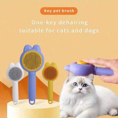 Pet Grooming Brush, Universal For Cats & Dogs, One-Click Hair Removal, Fur Cleaning Tool, Suitable For Long Hair