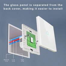 Saklar Dinding Sentuh Pintar Standar EU - Tidak Membutuhkan WiFi, Panel Kaca Tempered, Lampu Indikator Bercahaya, Dapat Digunakan Dengan atau Tanpa Kabel Netral (Termasuk Kapasitor), Pemasangan Lepas Cepat, Desain Pemasangan Rata, Material PC+Kaca Tahan Api, Masa Pakai 100.000 Sentuhan, Daya Total 600W, Cocok Untuk Rumah/Kantor - MultiWarna - View 8
