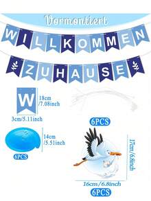 1set Welcome Home Banner German Letter Willkommen Zuhause Bunting Garland, Blue Willkommen Zuhause Banner & Hanging Swirl, Babyshower Gender Reveal Party Decorations Supplies, Party Decorations Supplies - View 6