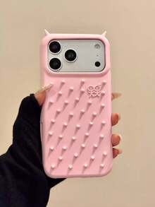 Creative Personalized Dopamine Massage Little Monster Phone Case Suitable Compatible With Apple 17 Pro Max/16/15/14/13 Phone Case, 15P Cute Cartoon Playful Creative New Anti-Fall Protective Cover - Pink - View 1