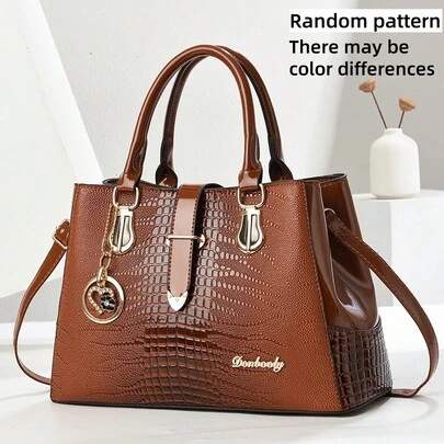 M MENGYISCC New Crocodile Embossed Street Fashion Women's Handbag, Large Capacity Versatile Bag, Can Be Worn As Shoulder, Crossbody Or Handheld, Mother's Day Gift For Mom