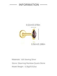 1Pc Colored Gemstones Horse Eye 925 Sterling Silver Earrings For Women Classic Hypoallergenic Stud Earring Flat Back Helix Cartilage For Daily Wear Wedding Engagement Fine Jewelry - Multicolor - View 13