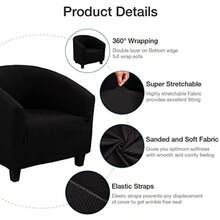 NILUOH Club Chair Slipcover Jacquard Tub Chair Cover Stretch Armchair Covers Sofa Cover Furniture Protector for Living Room Jacquard Black - Multi - Ver 3