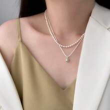 Natural Freshwater Pearl Necklace For Women, Fashionable Baroque Collarbone Chain, Niche Design, 14K Gold-Plated Choker, Sweater Chain - 13圓珠雙層淡水珍珠項鍊 - 查看 12