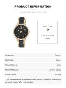 Anne Klein Đồng hồ nữ thạch anh, đồng hồ dây đeo bằng nhựa, đồng hồ gốm mặt số khảm xà cừ kiểu dáng thường ngày. - Đen và vàng - Xem 8