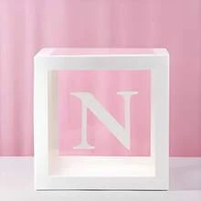 1pc White Transparent Baby Shower Gift Box With "Baby One Two Love" Letter Decoration, Transparent Cube Decorative Box Suitable For Gender Reveal Party, Birthday Party, Wedding, Bridal Shower, Photo Backdrop, Reusable Celebration And Photography Decoration - White - View 19