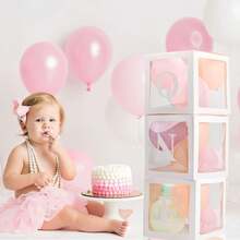1pc White Transparent Baby Shower Gift Box With "Baby One Two Love" Letter Decoration, Transparent Cube Decorative Box Suitable For Gender Reveal Party, Birthday Party, Wedding, Bridal Shower, Photo Backdrop, Reusable Celebration And Photography Decoration - White - View 3