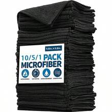 10/5/1 套黑色和灰色可重复使用厨房毛巾，黑色清洁布，厨房用品或清洁用品！超柔软超细纤维毛巾，家居用品，厨房必备品，9.8*9.8 英寸厚黑色和灰色小清洁抹布，洗碗布，锅碗瓢盆清洁布，毛巾，清洁工具，厨房、浴室和家庭用品（质量保证） - A - 查看 1