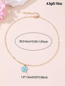 2pcs/4pcs Girls Enamel Flower Pendant Necklace Set, Suitable For Daily Decoration - Multicolor - View 8