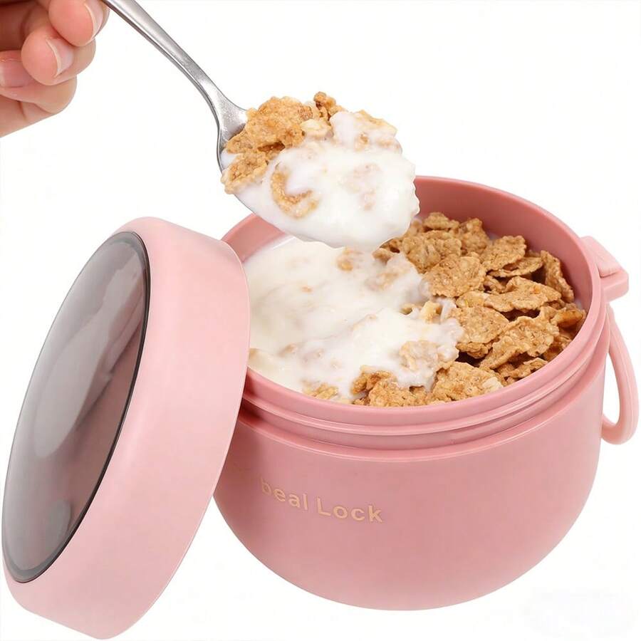 可重复使用的燕麦酸奶杯，轻便保温燕麦杯，持久保冷加热，便携式早餐小工具，微波炉适用 - 彩色 - 查看 1