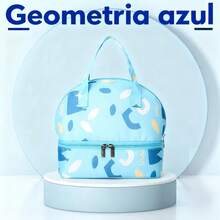 Bolsa para el almuerzo con bolsillo organizador de viaje, con diseño impermeable y aislante para guardarla y transportarla fácilmente. - Blanco y Negro - Ver 4