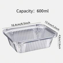 Hộp đựng thức ăn bằng giấy bạc nhôm vuông dùng một lần, hộp đựng bằng giấy bạc dày, hộp đựng đồ nướng, hộp đựng đồ ăn mang đi, hộp chịu nhiệt dùng trong lò nướng. - Bạc - Xem 4