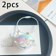 1Pc/2/3Pcs Fashion Resin Whale Keychain With Pearl Accents – Perfect For Couples, Bag Charm And Car Key Ring Accessory - Multicolor - View 17