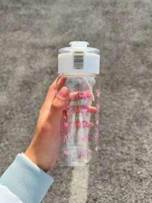 1件 350/550/800ml 蝴蝶圖案大容量運動水壺，透明便攜飲水瓶，適合戶外、旅行、辦公室、日常使用，母親節、父親節、畢業禮物 - 蝴蝶結 - 查看 13