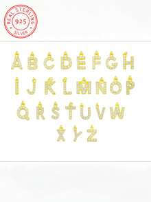 1 chiếc dây chuyền bạc Sterling S925, dây chuyền chữ cái đá sinh nhật, dây chuyền đá sinh nhật (dành cho nữ), dây chuyền đá sinh nhật cho nữ, quà tặng trang sức sinh nhật cho phụ nữ - Vàng - Xem 3