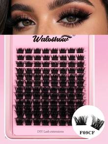 Waloshow D-Curl Fluffy Eyelash Cluster, Single Flared Lashes, 12 Rows Of 10-16mm Mixed Length Eyelash Extensions, Soft Natural Fluffy False Eyelashes, DIY Eyelash Extension At Home, Eyelash Cluster, Single Lashes, Eyelashes, False Eyelashes - D - View 12