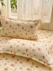 3pcs Bedding Set, Cute Koala Pattern, Soft & Comfortable Bedding, Including 1pc Fitted Sheet And 2pcs Pillowcases, No Filling, Suitable For Dorm, Bedroom, Home Use, Multiple Sizes Available - Multicolor - View 4