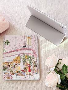 可爱插画街景平板电脑保护套，兼容 iPad Mini4/Mini5/Mini6/Mini7/Air/Air2/9.7/10.2/10.5/Air4/Air5/10.9/Pro 11 英寸/第十代/Air 11 英寸 (M2)-2024/Pro 11 英寸 (M4)-2024/Air 11 英寸 (M3) 2025/(A16) 11 英寸第十一代 2025，Galaxy Tab A8 10.5 英寸 2022。包含笔槽、三折支架、TPU 软边保护、磁吸式睡眠/唤醒功能，可爱/趣味/个性化设计。 - 彩色 - 查看 5
