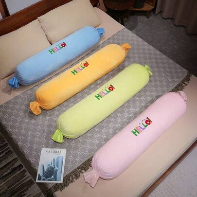 1个逼真糖果圆柱毛绒抱枕，面料柔软舒适，可作为舒适的腰部和腿部支撑垫，图案精致，内衬可拆卸，是送给朋友、男朋友/女朋友的绝佳礼物