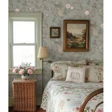 1卷复古植物孔雀壁纸，时尚植物花鸟壁纸，精致室内装饰膜，适用于房间和橱柜表面的装饰壁纸翻新，各种房间厨房墙面装饰壁纸，自粘贴纸，易于安装和移除，手工工艺膜 - 花鳥 - 查看 2