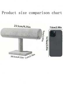 1个天鹅绒首饰展示架，优雅首饰收纳盒，T型展示架，手表手镯首饰架，项链耳环架，时尚收纳方案，桌面装饰整理架，用于展示和收纳 - 时尚配饰架，适合女性收纳、旅行必备、宿舍返校季使用 - 灰色 - 查看 7