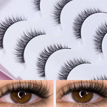 5 Cặp lông mi giả tự nhiên, mềm mại, dày dặn, ấn tượng, làm từ lông chồn 3D, có thể là lông mi dài, mỏng hoặc ngắn, dày. Lông mi nối tự nhiên, thoải mái khi đeo, được làm thủ công, tạo hiệu ứng cánh, giúp lông mi trông dài hơn. Dụng cụ trang điểm làm đẹp phổ biến.
