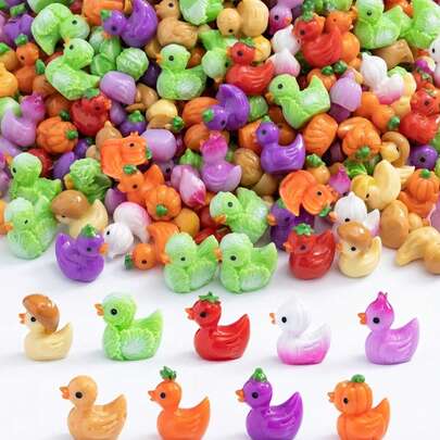 12pcs Vegetable & Duck Decor Set, Miniature Landscape Decorations, Enrich Office, Bedroom And Other Spaces, Cute Soft Colorful Details Bring Vitality, Water Decor, Gardening Accessories Creative Resin Crafts, Duck DIY Decorations, 3D Duck Ornaments