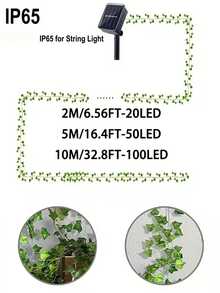 Đèn dây leo năng lượng mặt trời 2/5/10m, 100 đèn LED dây leo nhân tạo, đèn trang trí lá cây xanh giả, đèn dây leo và đèn LED trang trí phòng ngủ, dây leo nhân tạo năng lượng mặt trời - Lá giống như lụa và chất liệu dây đồng mềm mại, thẩm mỹ tối giản, họa tiết dây leo xanh, ánh sáng ấm áp dịu nhẹ, 8 chế độ chiếu sáng - Đèn dây LED trang trí rèm, sử dụng được quanh năm. - Đèn dây lá xanh chạy bằng năng lượng mặt trời - Xem 9