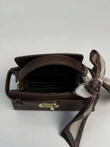 Fashionable Casual Versatile Portable Shoulder/Crossbody/Top Handle Contrast Color Small Square Bag For Women - Coffee - View 10