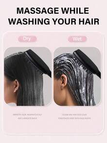 1/2 Pcs Shampoo Brush Scalp Massager Comb, Silicone Long Handle Hair Cleaning Brush, Promotes Hair Growth And Removes Dandruff, Home Hairdressing Comb (Pink, Black, Brown, Purple), Hair Styling Tools, Hair Accessories - Multicolor - View 7