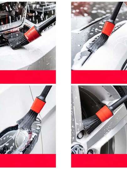 Zestaw szczotek do czyszczenia samochodu, miękkie szczotki do czyszczenia wnętrza samochodu, kół, kratek wentylacyjnych i emblematów