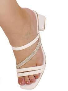 Women's Matte And Shiny Strappy Heel Sandal With Comfort Insole - 白色 - 查看 9