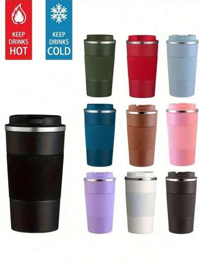 1pc Stainless Steel Insulated Travel Mug, Stainless Steel Coffee Cup, Tumbler, Double Wall Vacuum Water Bottle With Lid, Suitable For Hot And Cold Drinks, Convenient For Home, Travel, Outdoor, Coffee, Back To School, Christmas, New Year And Other Occasions
