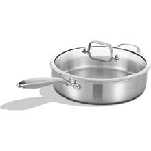 Inqibee Schmorpfanne 28 Hoher Rand, Schmortopf mit Deckel 5.0L, Edelstahl 18/8 antihaftbeschichtet, Pfanne Induktion, Servierpfanne für alle Herdarten geeignet, backofengeeignet XYGP - Übersicht 12