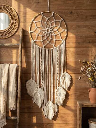 A Bohemian Handwoven Leaf Dreamcatcher,Home Decor ,Room Decor,Wall Decor Gifts Birthday Graduation