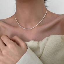 Natural Freshwater Pearl Necklace For Women, Fashionable Baroque Collarbone Chain, Niche Design, 14K Gold-Plated Choker, Sweater Chain - 5-Millet Pearl Medium - Xem 11