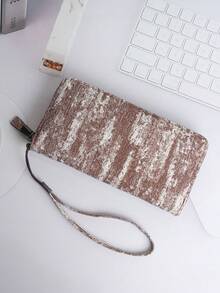 HOVI'S Unisex Long Zipper Wallet - Fabric Material, Large Capacity (Fits Phone), With Wrist Strap, Ideal Daily Organizer & Gift For Men - Khaki - View 4