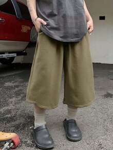 Men's Casual Mid-Length Shorts, Street Style Summer - 軍綠色 - 查看 2