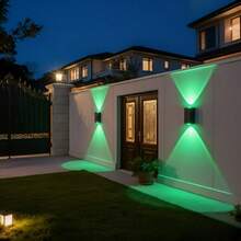 1 luminária de parede RGBW, ideal para iluminação de ruas, escadas, caminhos, degraus, pátios, varandas e paisagismo. 1 luminária solar para cerca, com 9 modos de iluminação, perfeita para decoração de Natal e Ano Novo. - RGB - Ver 11