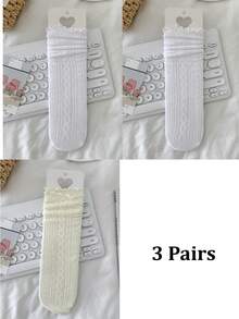 1/3 Pairs Spring/Summer Thin Knee-High Socks, Ballerina Style Mid-Calf Socks, Lolita Cable Knit JK Socks, Mesh Hollow Slouch Socks, No-Show Socks, Lace Straight Tube Socks - Multicolor - View 35