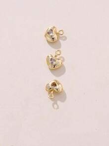 Bộ 1/3 mặt dây chuyền hình trái tim đính đá Zirconia thủ công, mạ vàng/bạc 18K, phụ kiện trang sức nhỏ nhắn tinh tế, có thể làm thành bông tai, mặt dây chuyền hoặc vòng cổ. - Mặt dây chuyền tình yêu DIY - Xem 13