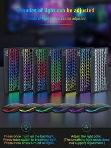 Juego de teclado y ratón inalámbrico de 10 pulgadas con retroiluminación RGB, silencioso recargable, delgado y portátil, compatible con tabletas, teléfonos, portátiles, para uso en oficina y juegos - Ver 2
