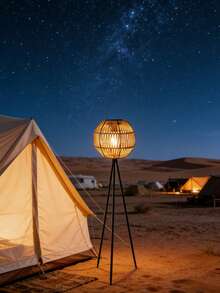 1pc Solar Rattan Floor Lamp, Woven Rattan Texture Plastic Solar Garden Light, Suitable For Yard, Path, Porch, Garden, Auto On At Dusk Solar Lantern - A - View 6