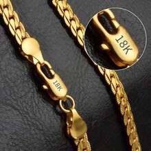 16-24 Inches 925 Sterling Silver Plated 6MM Full Sideways Figaro Chain Necklace For Man Woman Fashion Wedding Engagement Jewelry Gifts - Vàng - Xem 7