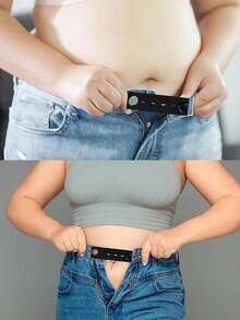 5/10个牛仔裤纽扣延长器，包含黑色孕妇裤纽扣延长器，适用于男女牛仔裤、裙子、连衣裙、裤子 - 黑色 - 查看 3