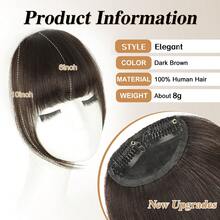 Elegant Clip-In Human Hair Bangs For Women - 6 Inch Straight, Wispy Air Bangs With Temples, Natural Look & Feel, Easy To Style - SNatural - View 3