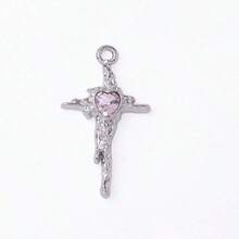 10/20个随机锌合金粉色Y2K系列蝴蝶结、十字架、心形、熊形吊坠，适合DIY项链、手链、耳环、钥匙扣等饰品制作 - 粉色 - 查看 3