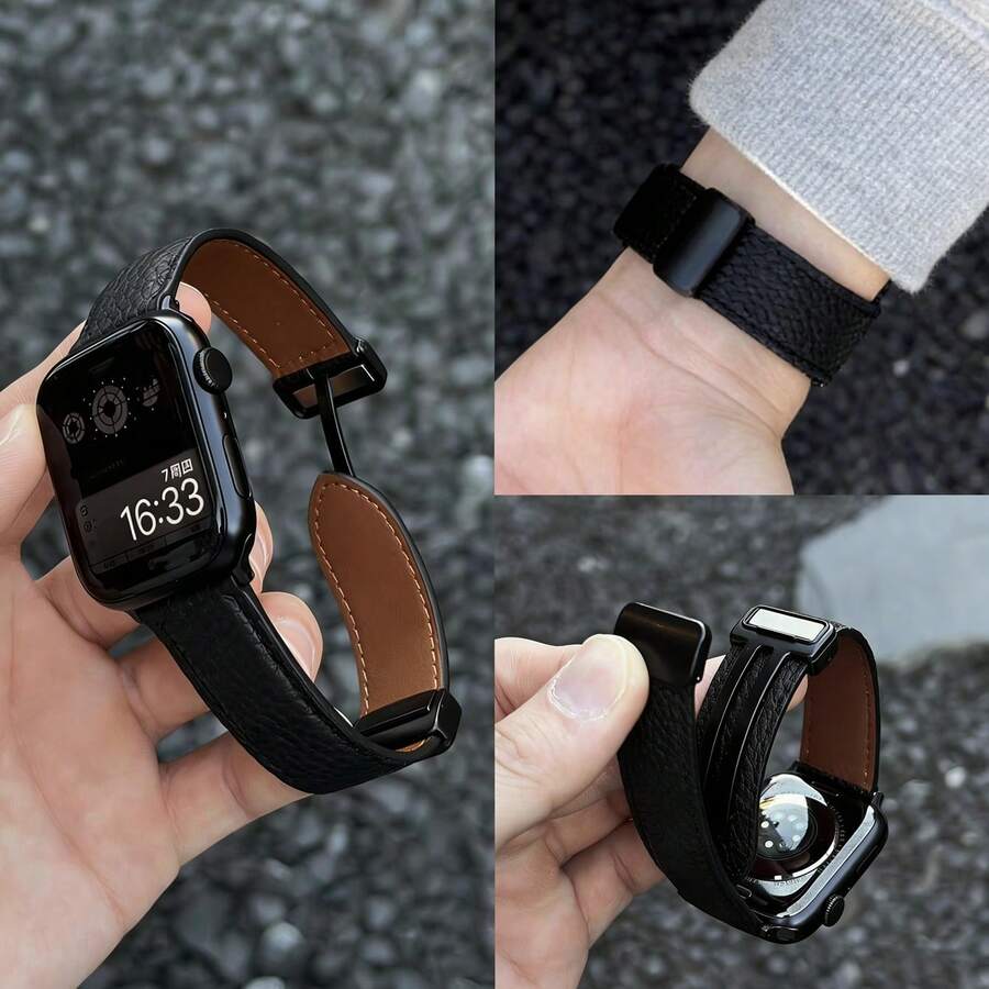 1 件装装饰性时尚优雅纤薄皮革表带,兼容 ,金色、银色、万圣节黑色吊坠,运动纤薄款,尺寸 38mm、40mm、41mm、42mm、44mm、45mm、46mm、49mm,兼容 Ultra 10/9/8/7/6/5/4/3/2/1 SE 系列。 - 黑色 - 查看 1