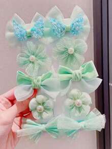 10个蝴蝶花朵发夹（无包装卡） - 彩色 - 查看 8